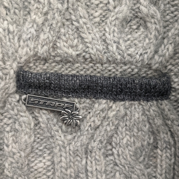 Stapf Boiled Mohair Wool Cable Knit Gray Button Front Cardigan Size 36 Small - Picture 3 of 6